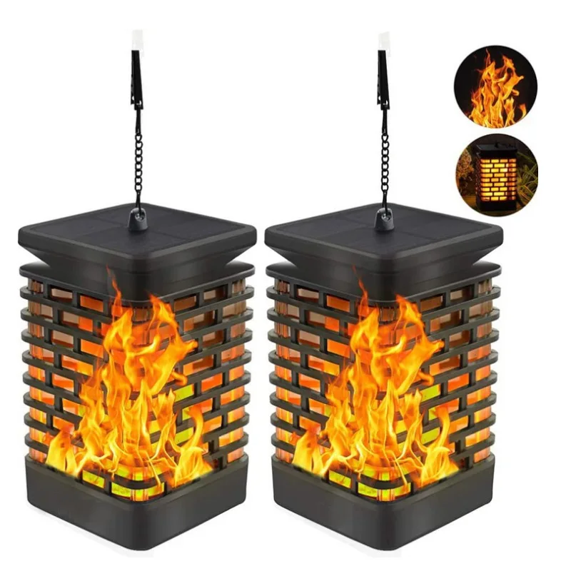2/4pcs Solar Lantern Lights, Outdoor Shower Lights Flickering Flame,Solar Lanterns Lights Outdoor Waterproof Hanging Solar Power
