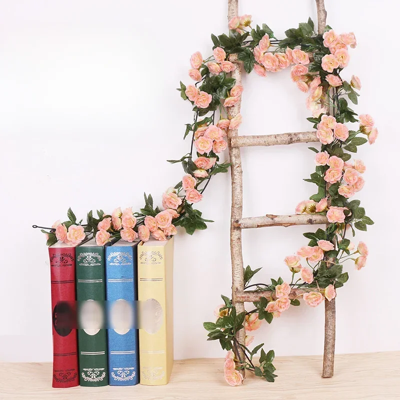 2.3m Rose Artificial Flower Vine for Wedding Garland Silk Artificial Rose Vine Festival Patry Home Decorations