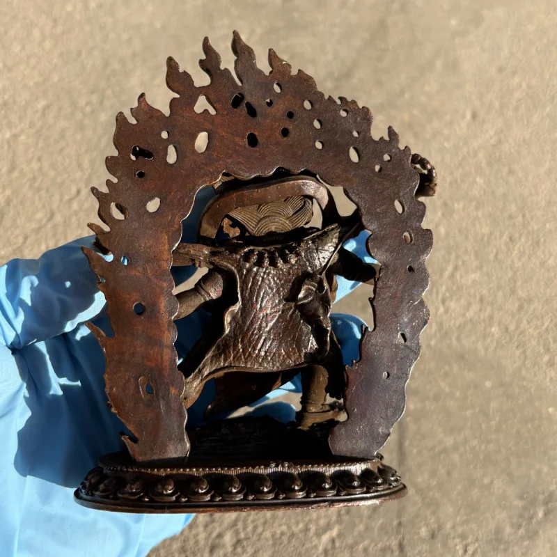 Nepalese Craftsmanship Tibetan Alloy Bronze Six-Armed Mahakala Wealth God Guardian Angel Open-Face Worship Ornament