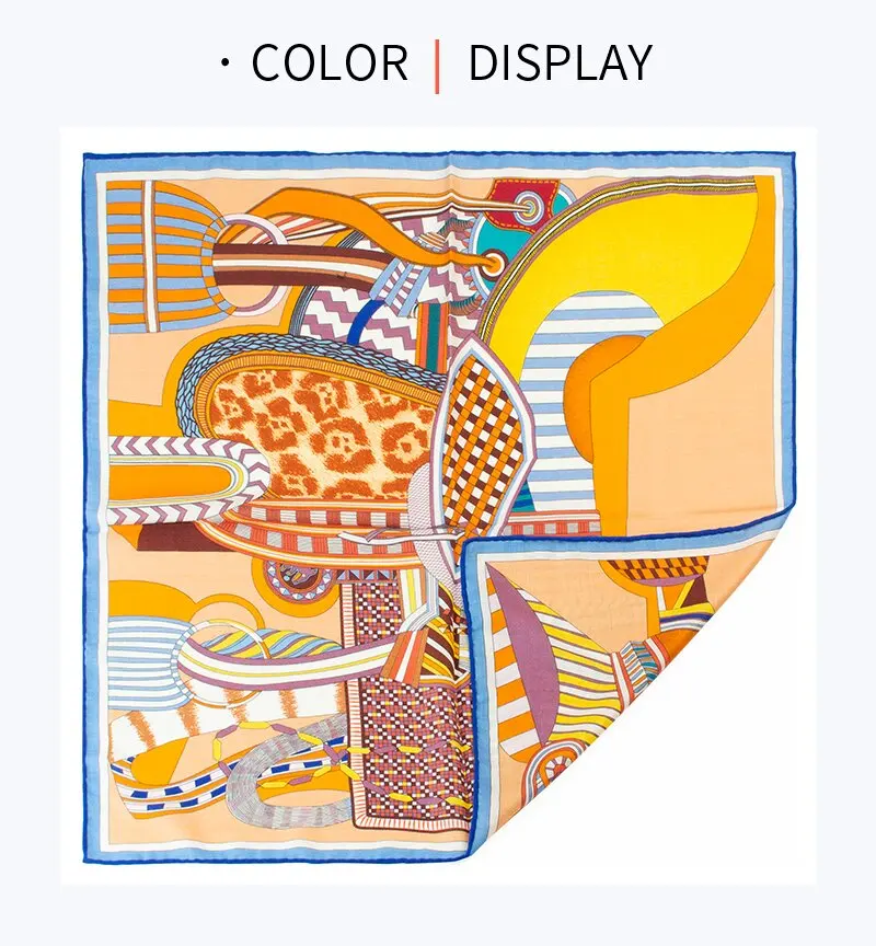 

Saddle Print Twill Silk Scarf Women 65CM Square Scarves Wraps Shawl Luxury Brand Hijabs Bandana Handmade Curled Silk Head Scarf