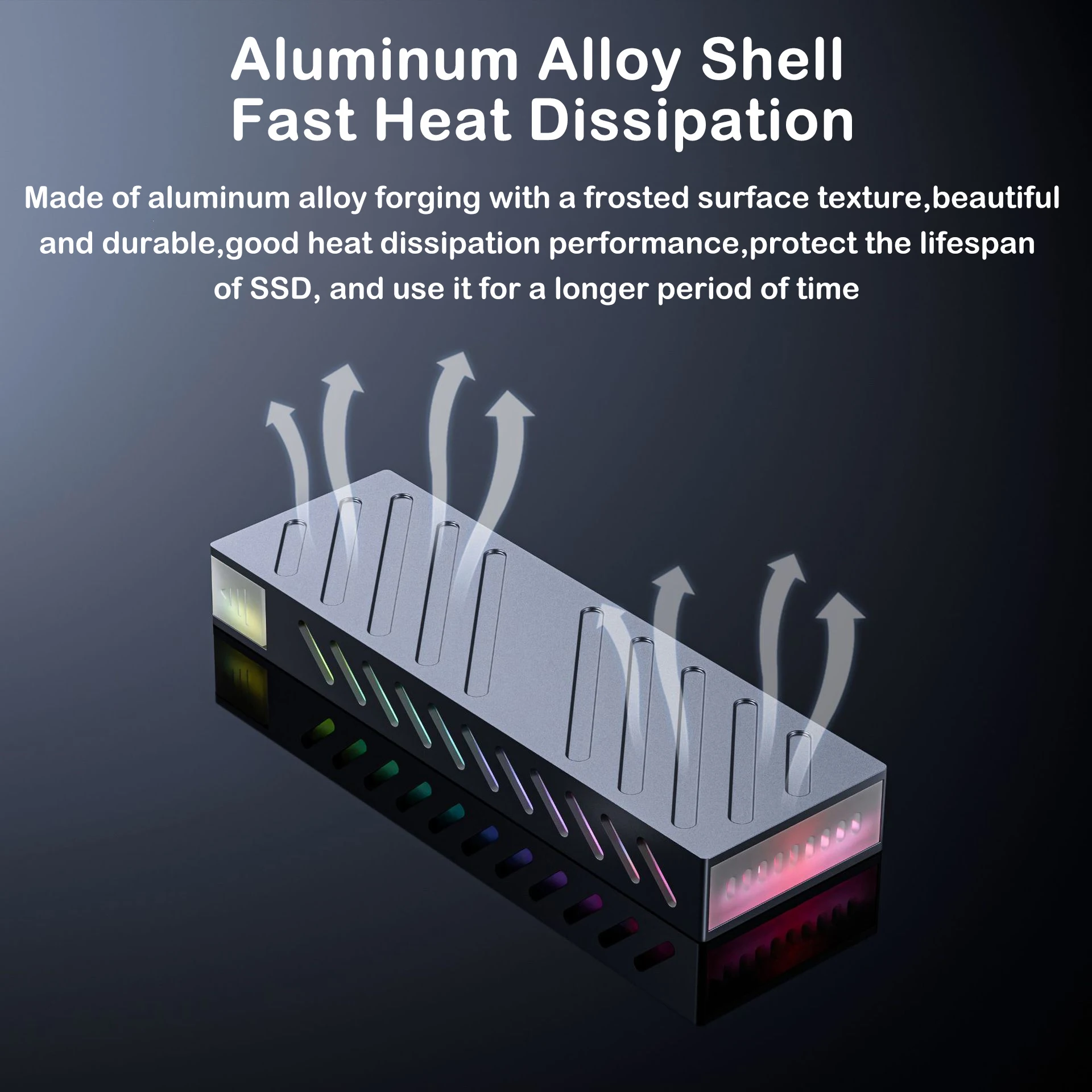 Kebidumei M.2 NVME SATA SSD Enclosure Aluminum Alloy 10Gbps USB 3.1 NVME M2 External Hard Drive Box RGB Colorful Light Tool Free