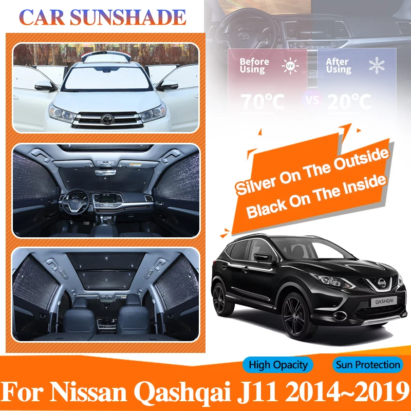 

For Nissan Qashqai J11 2014 2015 2016~2019 Car Window Windshield Sunshades Front UV Protect Reflector Sun Shades Auto Sun Visors