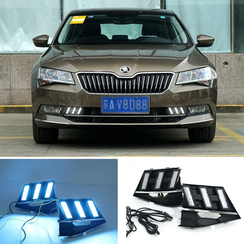 2 قطعة لسكودا سوبيرب 2016-2018 ضوء النهار الجري LED اتجاه التدفق