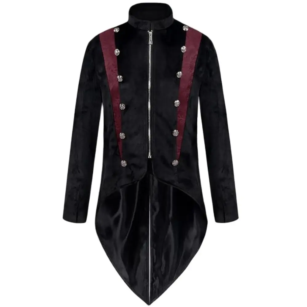 

Men's Costume Adult Victorian Tailcoat Steampunk Medieval Magician Cosplay Knight Jacket Velvet Renaissance Noble Coat