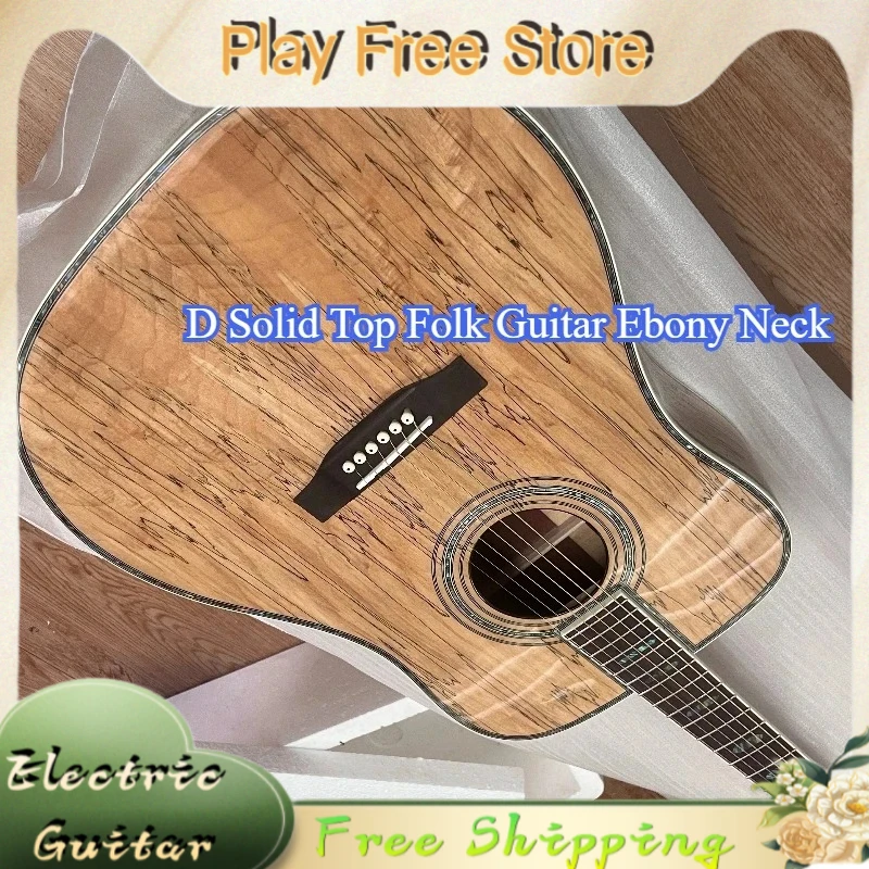 Luxury D Solid Top Folk Guitar Ebony Neck Shell Material Shell Material Handcrafted Charges Complimentary Free Shipping Hot