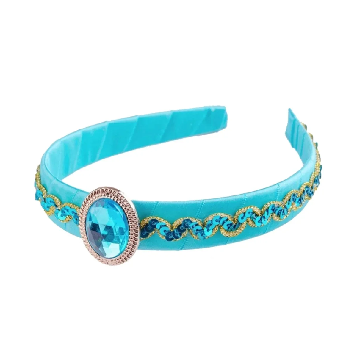 Jasmine Princess Headband Halloween Party Cosplay Headwear Blue Arabian Classical Costume Accessory Women Girl Dress Up Hairband image 5