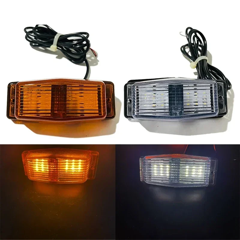 1x 24V E6 Amber White LED Marker Light Front Grill Double Burner / Pole Indicator DAF Lamp for Scania Volvo Man Benz Truck Lorry - view 2
