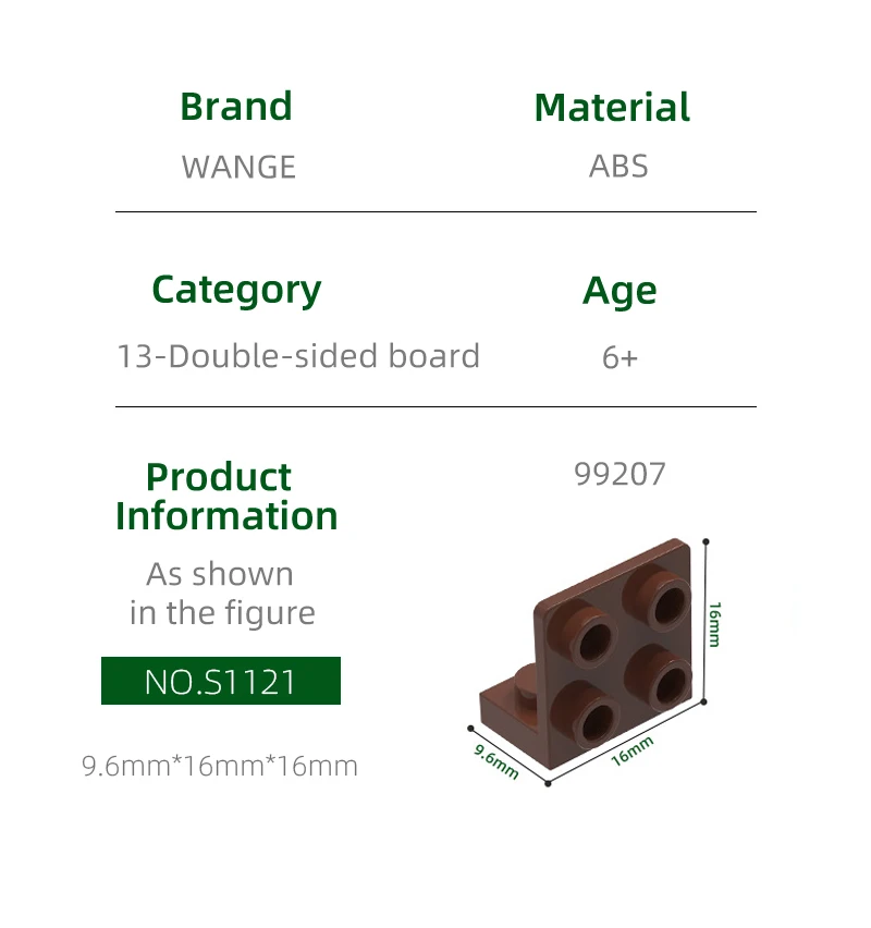 WANGE 116Pcs/Lot 99207 Two Sided Face 2×4 Block Moc Color Accessories Compatible With Brick DIY Children's Toy Assembly Gift Box