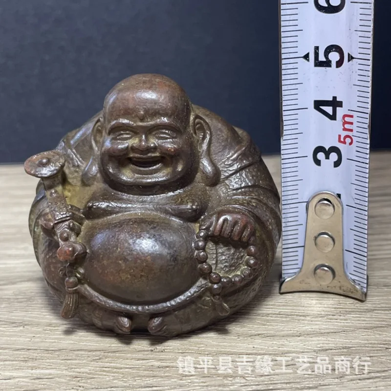 Antique-style Maitreya Buddha hand sculpture, a large-bellied Maitreya Buddha figure, embodying harmony and peace, a Buddhist ho