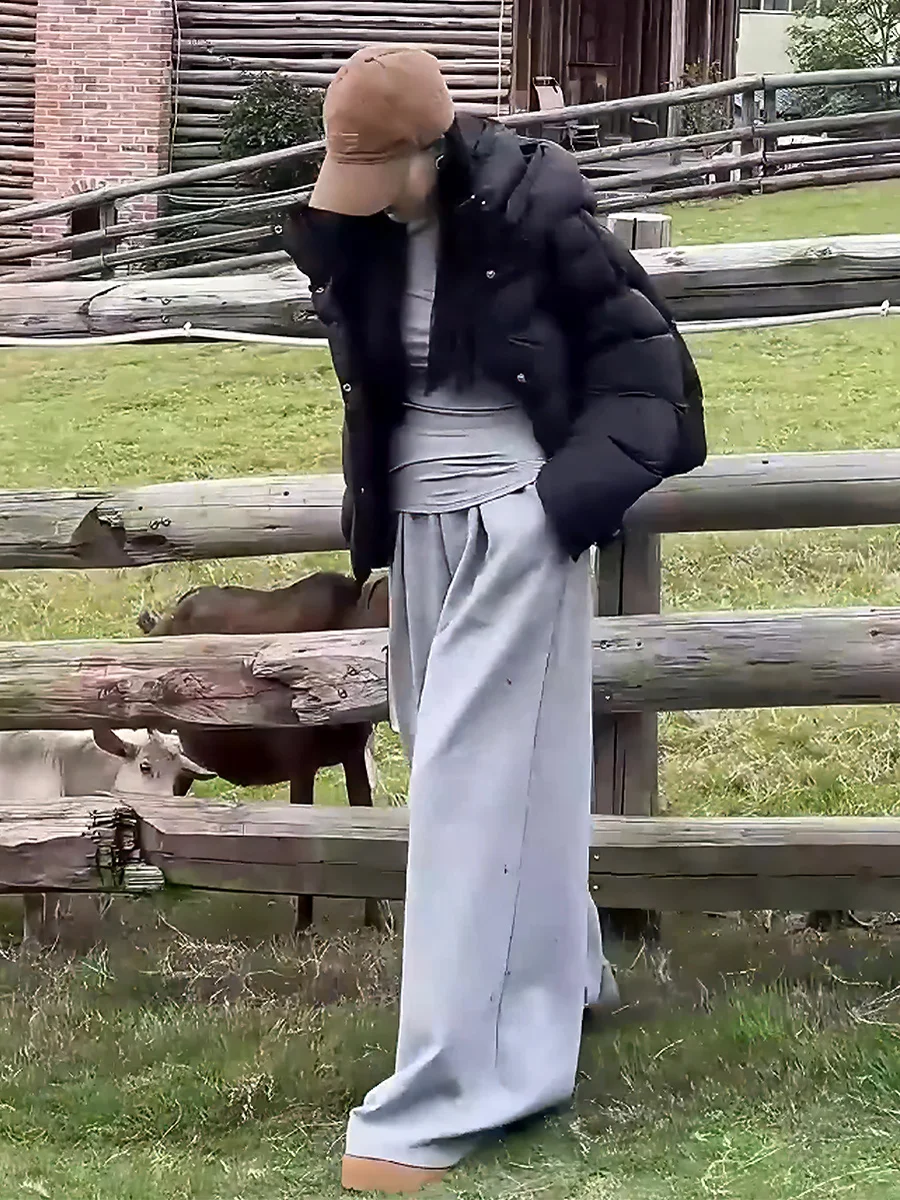 เสื้อแจ็คเก็ตผู้หญิงสีขาวแบบมีฮู้ด  ผ้าขนเป็ด  แบบมีเชือกผูก  ให้ความอบอุ่น  แฟชั่น  เสื้อคลุมฤดูหนาว  สำหรับเดินทาง  รุ่นใหม่ล่าสุด  ปี 2024