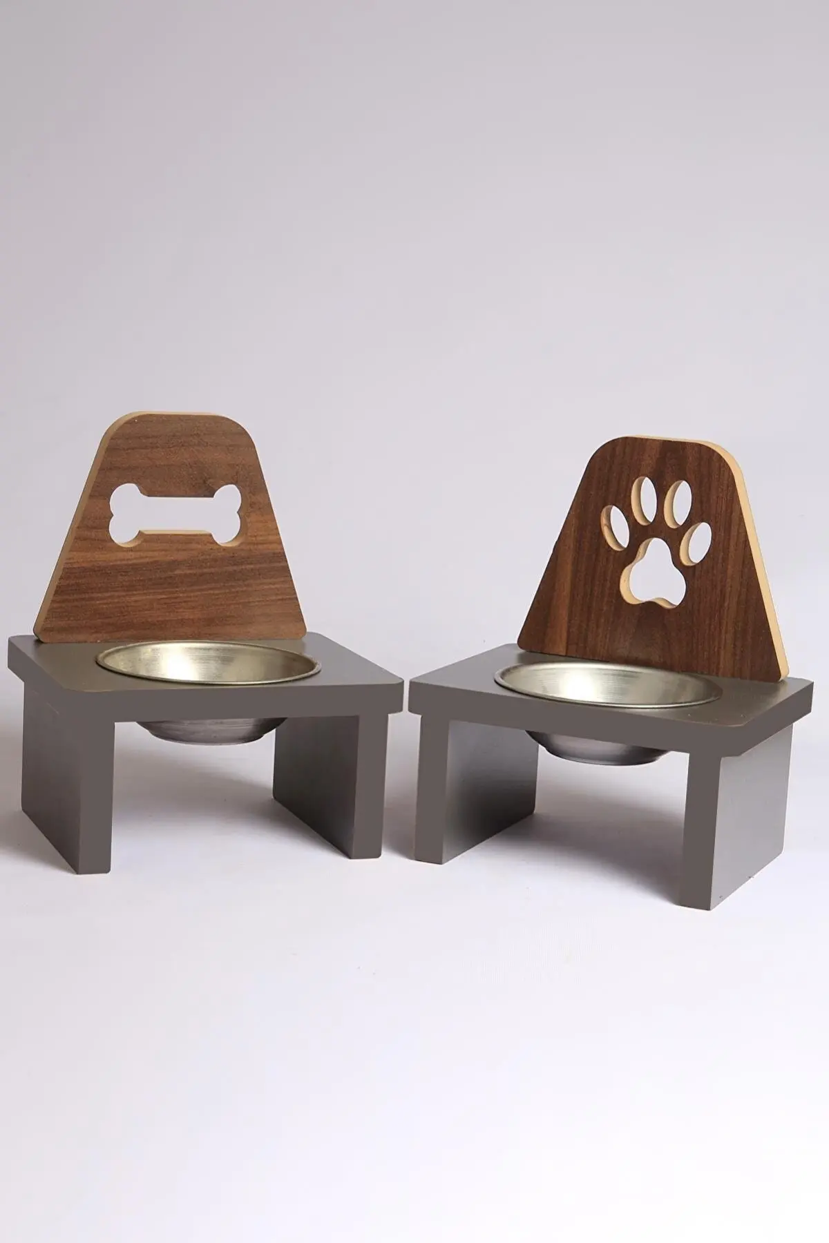 Food Cap 2 Li Wood Steel Bowel Cat Dog food and Water Cap 1l