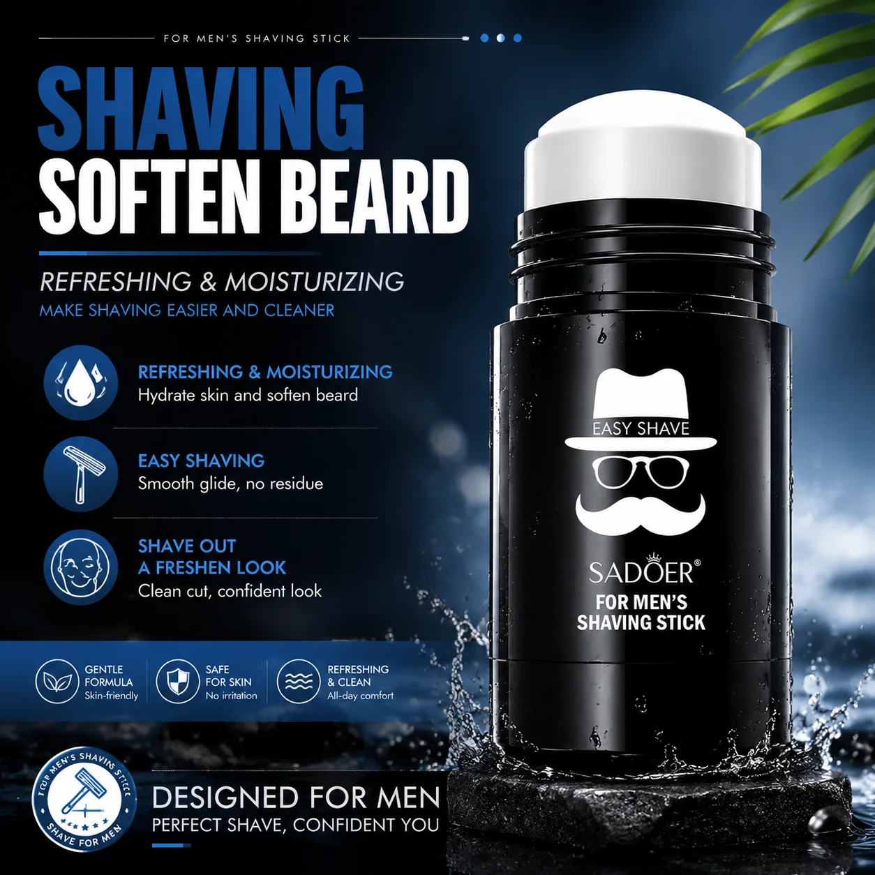 2026 New Soften Beard Men's Shaving Cream Stick Foam Rich Gentle 2-in-1 Shaving & Cleansing Cream Hydrating Shave Beard Cream