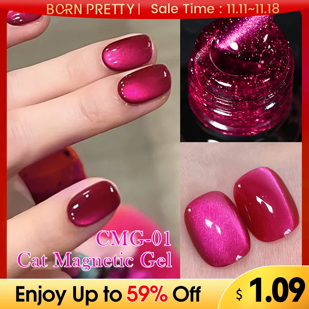 BORN PRETTY-esmalte de uñas de Gel magnético, gato rojo y rosa, 10ml, gelatina de ámbar, Color precioso, Soak Off UV LED, arte de uñas de Gel semipermanente