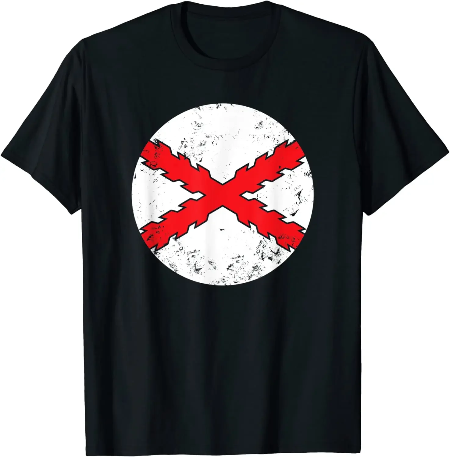 Burgundowy krzyż - hiszpańskie imperium męska koszulka z krótkim rękawem na co dzień 100% bawełna letnia koszula z okrągłym dekoltem