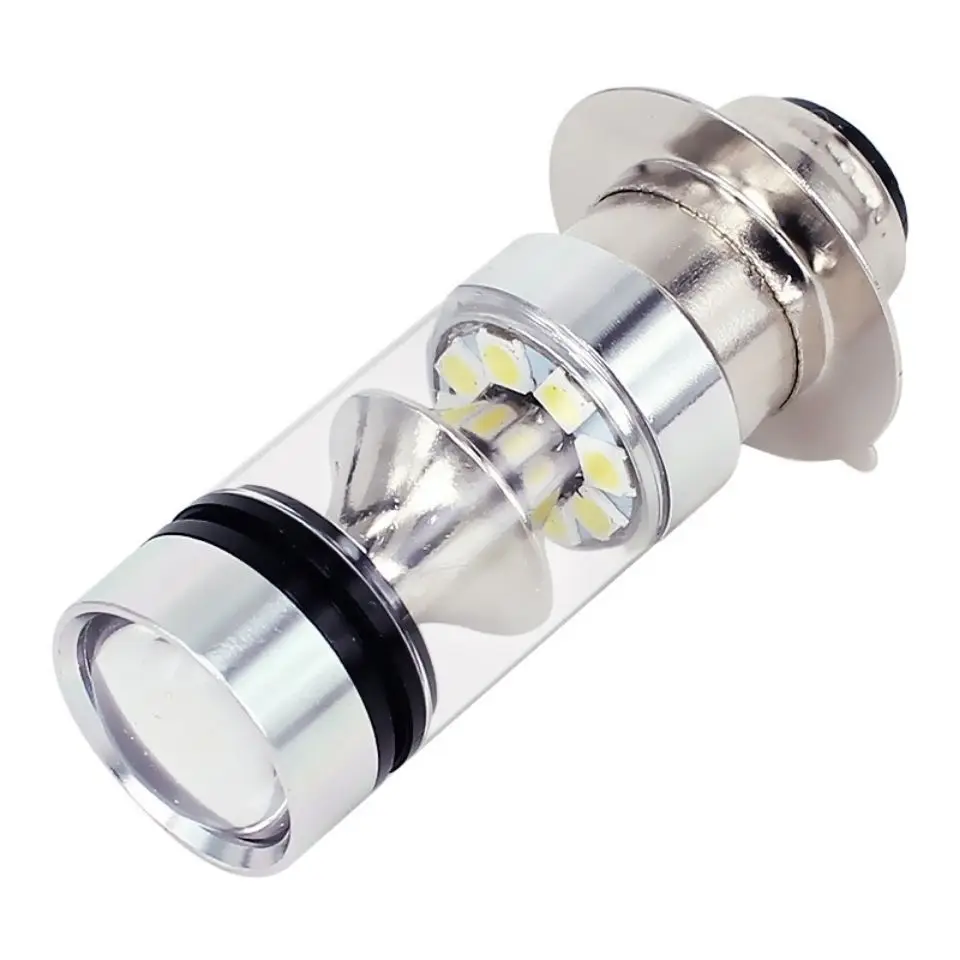 1PCS Motorcycle led Single Claw Headlight PX15D 100W 20LED 3030 High Power Electric Vehicle Bulb White Light 12V-24V