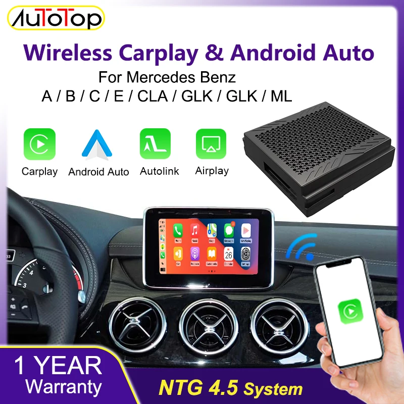 AUTOTOP Wireless Carplay Geeignet Für Mercedes Benz A B C E CLA GLA GLK ML Sprinter NTG4.5 Becker Modul Android Auto Navigation – Detail 1