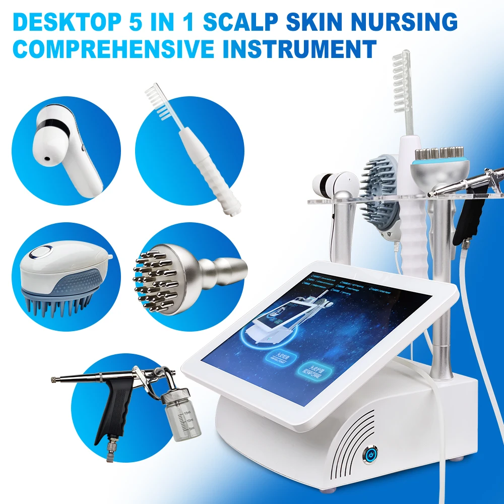 5 in 1 Scalp Hair Analyzer High Frequency Therapy Electric Massager Treatment Care Hair Growth Tool