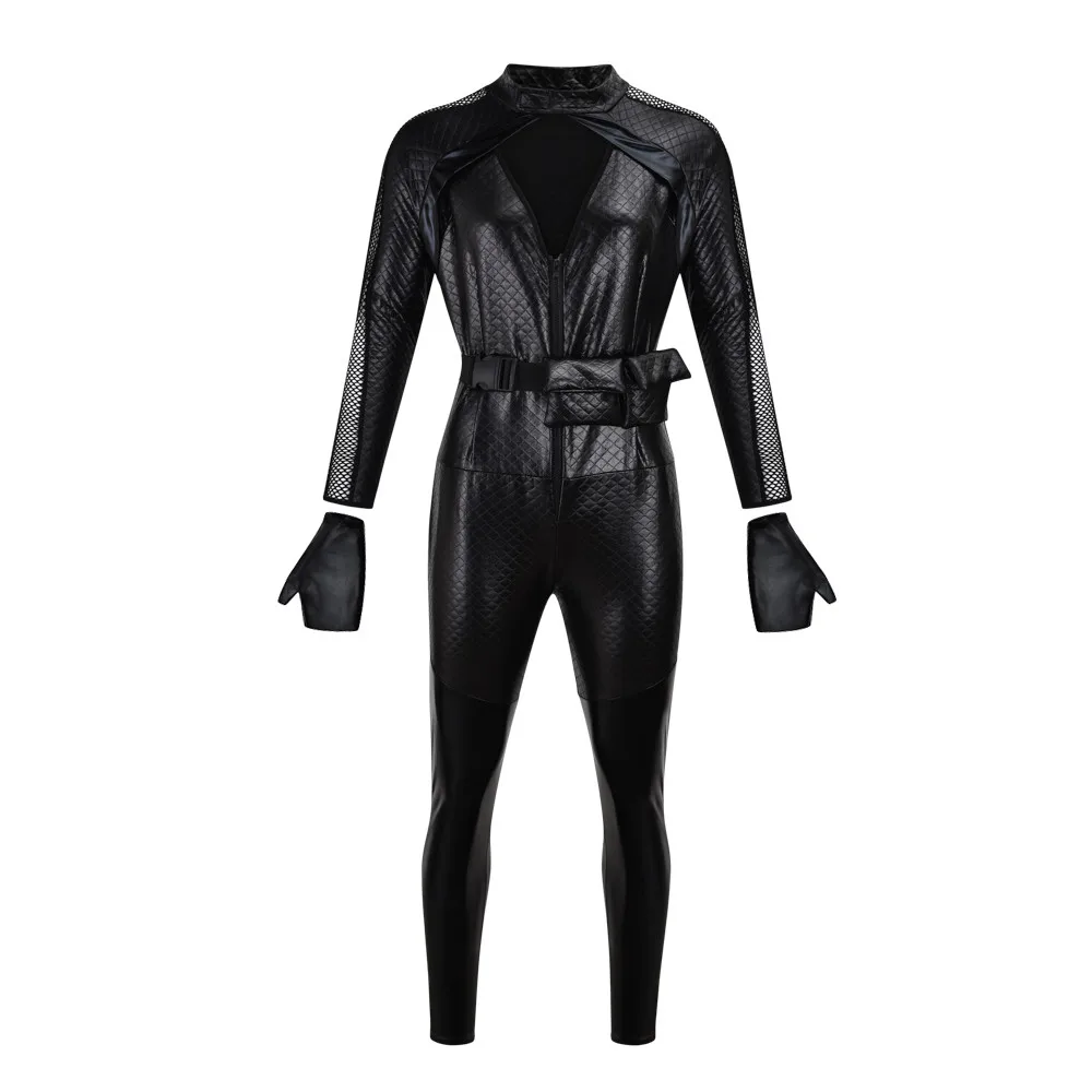 Halloween Costume For Women Cat Suits Sexy Jumpsuit with Whip And Cat Mask Leather Cosplay Uniform Nightclub Party Bodysuit image 2