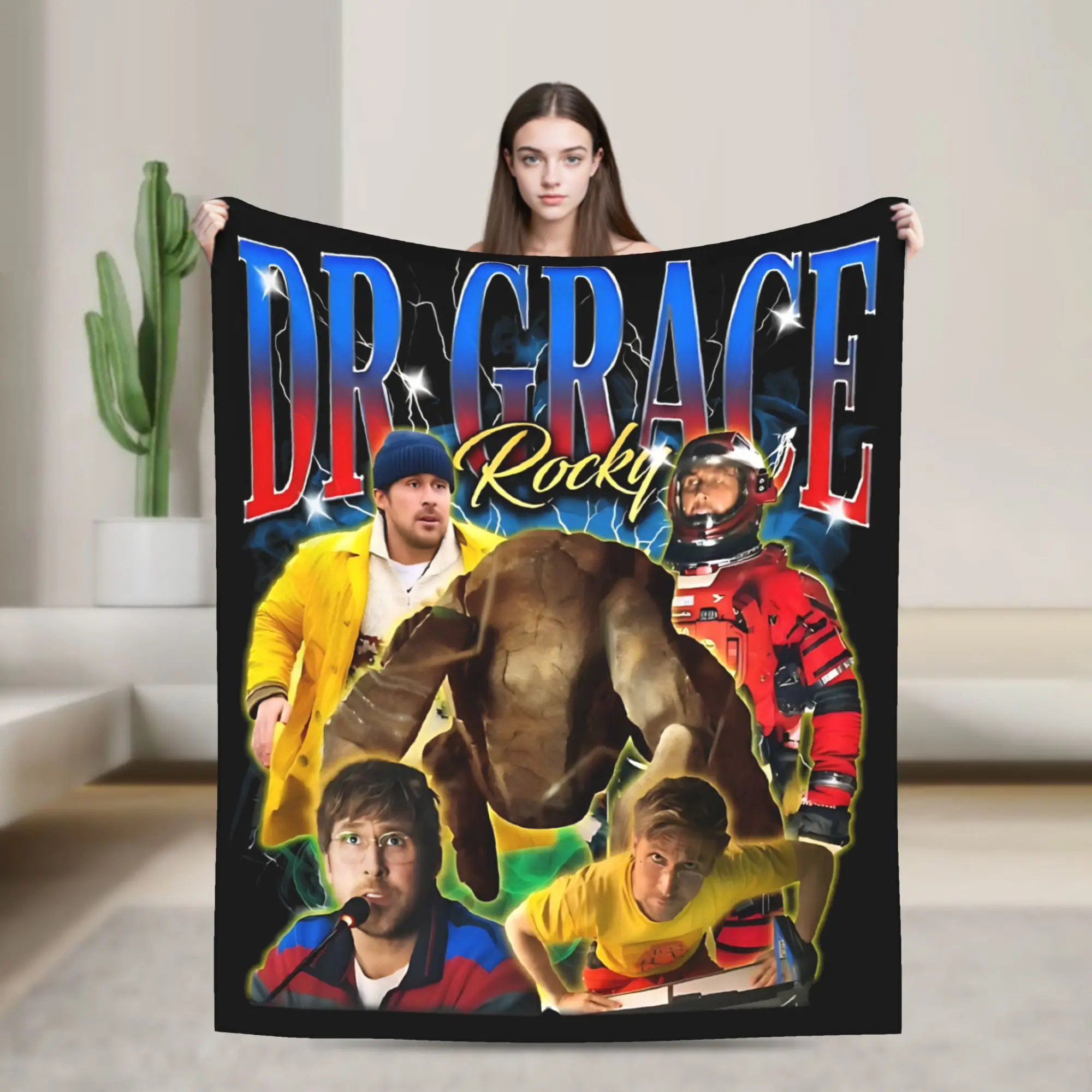 Dr Grace & Rockys Project Hail Mary Flannel Blanket Sci-Fi Meme Awesome Throw Blanket for Bed Sofa Couch 125*100cm Rug Piece