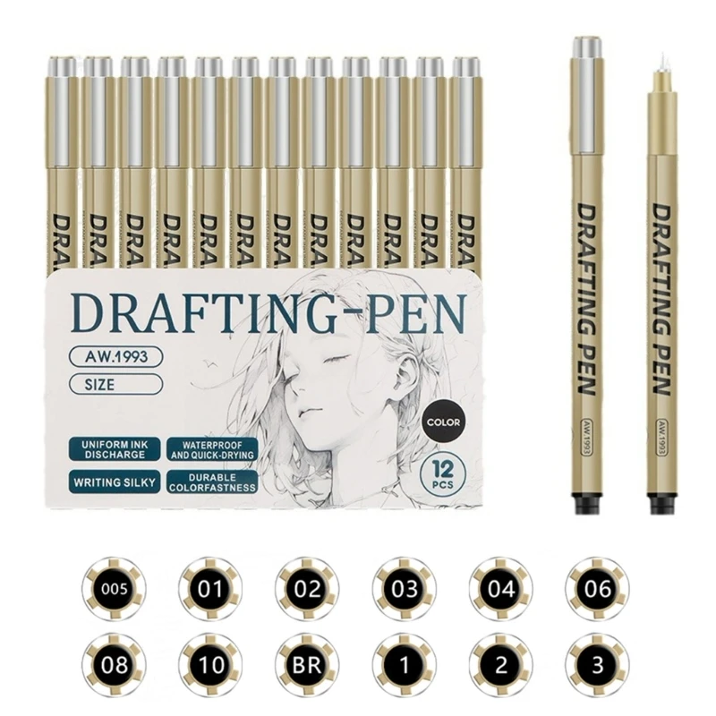 6/9/12 Pieces Drawing Pen Marking Pen Fine Line Pen Set Sketching Marker Waterproof Paint Pen for Sketching