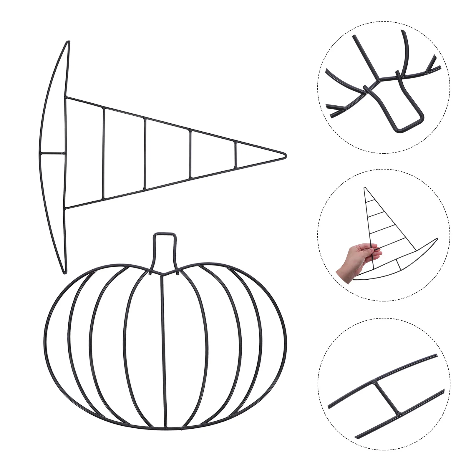 

2pcs Pumpkin Hat Wreath Frame Iron Ring DIY Floral Arranging Autumn Holiday Decorations Home Party Wedding Halloween