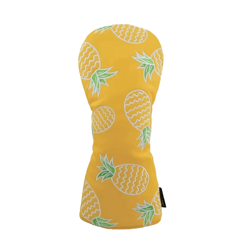 Golf Wood Cover PU Leather Cute Pineapple Pattern Golf Club Cover For Driver Fairway Hybrid Protector Wood Covers