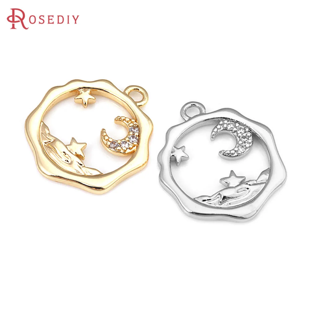 

4 шт., 18-каратное золото, латунь, циркон, луна, звезда, подвески, подвески, ожерелье, серьги, ювелирные изделия своими руками, аксессуары, Rosediy, официальная веб-сайт