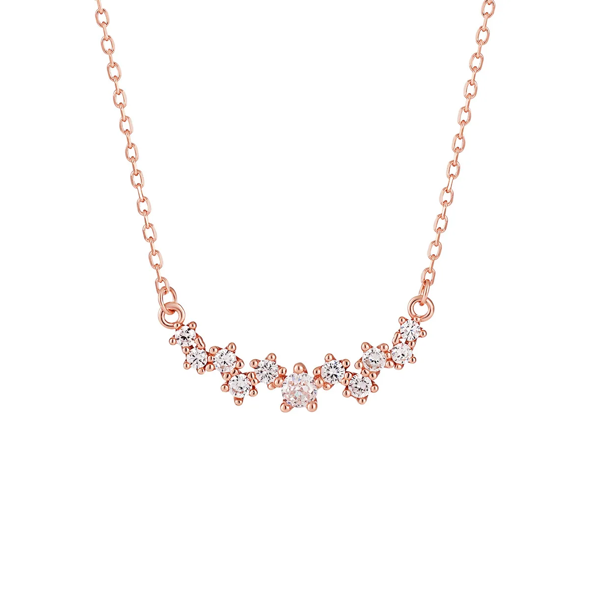 

High Quality Shining Star Jewelry 925 Sterling Silver Cubic Zirconia Rose Gold Delicate Women Pendant Necklace