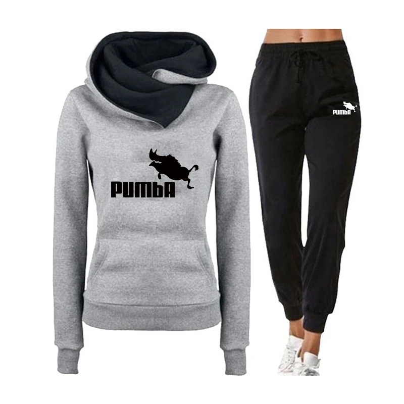 Women Tracksuit Hoodies + Pants 2Piece Autumn Winter Jogging Suit Female Hooded Pullover Casual Running Sweatshirt Outfits 2023