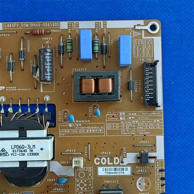 

BN44-00610D = BN44-00609A = BN44-00611B Power Supply Board is for UN46F5000AFXZX UN46F5000AFXZA UN46F5000AF UE46F5500AW TV Parts