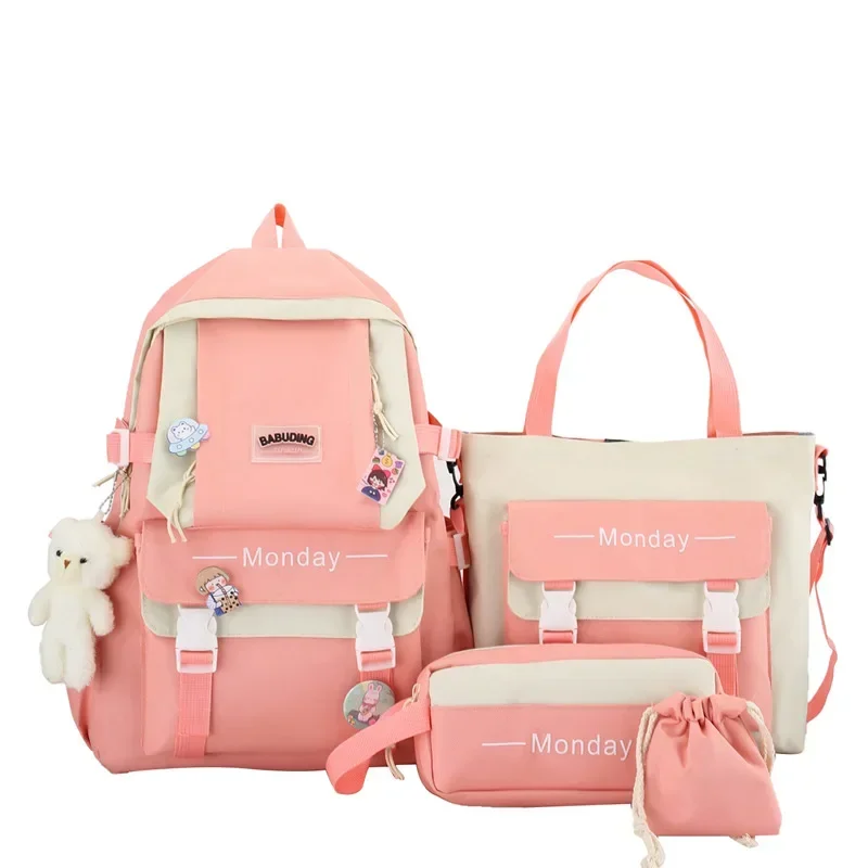 4pcs neue Mode Kinder Schule Rucksack niedlichen Frauen Bagpack Bücher tasche Laptop tasche für Jugendliche Mädchen Studenten Tasche Rucksack Mochila