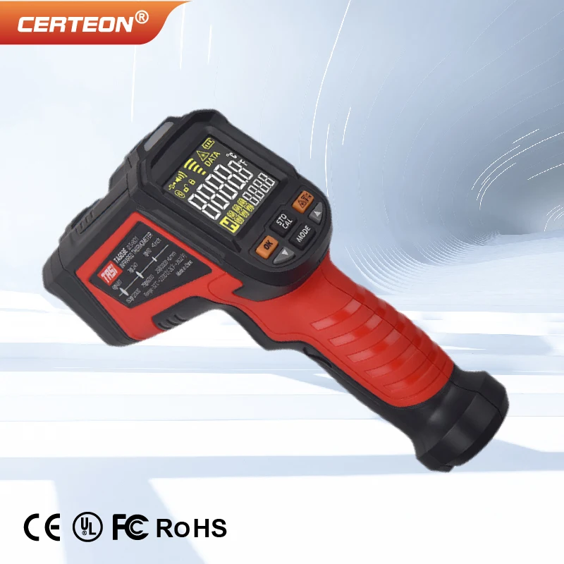 TA603-01 Industrial Infrared Thermometer Gun NonContact Digital IR Pyrometer Adjustable Emissivity 2200C High Precision
