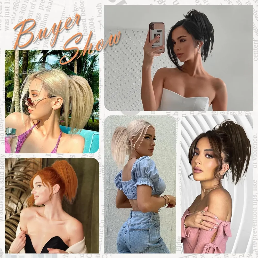 Синтетический короткий хвост, 8-дюймовый грязный пучок, заколка для волос, прямой короткий высокий хвост, наращивание волос для женщин