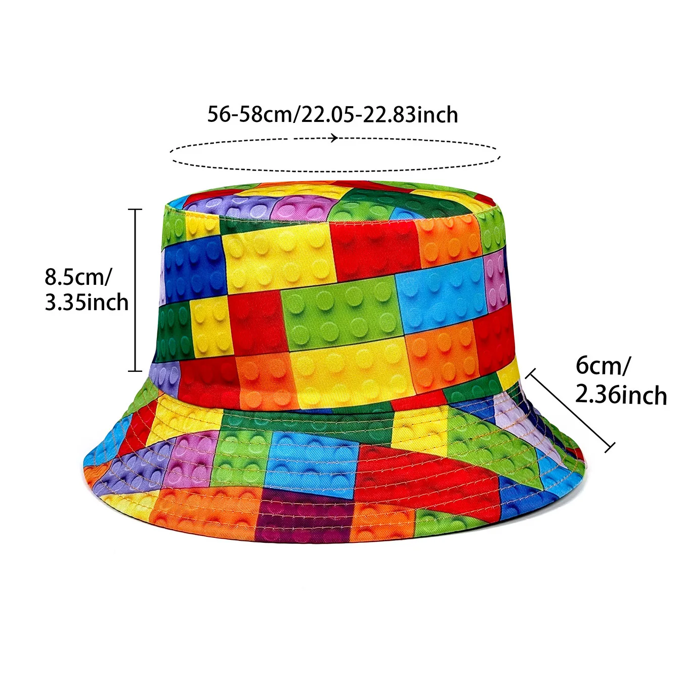 Personalized Building Block Puzzle Fisherman's Hat, Reversible Sun Hats, Foldable Stylish Bucket Hats, All-Season Bucket