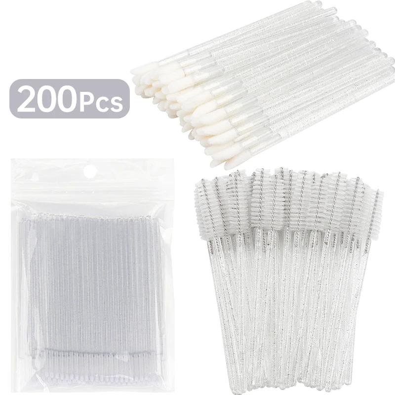 200 Pcs Einweg Kristall Make-Up Pinsel Werkzeug Set Wimpern Lippen Microbrush Mascara Wands Applikator Tupfer Wimpern Verlängerung Werkzeuge