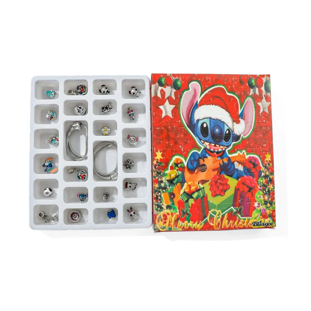 Disney Stitch Christmas Advent Calendar Bracelets Xmas Countdown Calendar Diy Making Kit Girl Gift Ornament