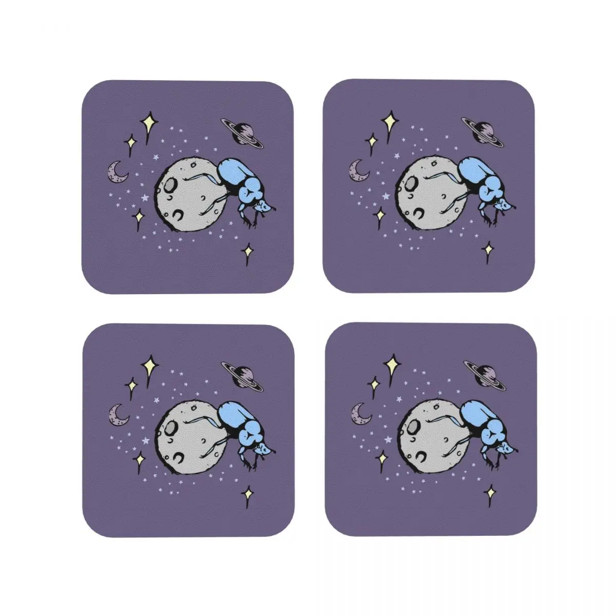 Galactic Dung Beetl Coasters Kitchen Placemats Non-slip Insulation Cup Coffee Mats For Decor Home Tableware Pads Set of 4