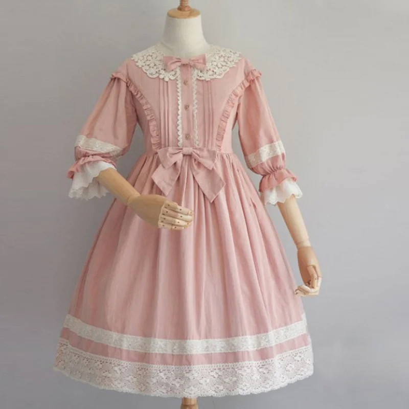 

Свежий, милый и милый наряд Лоли, готическое платье Лолиты с кружевным украшением и бантом, платье в придворном стиле