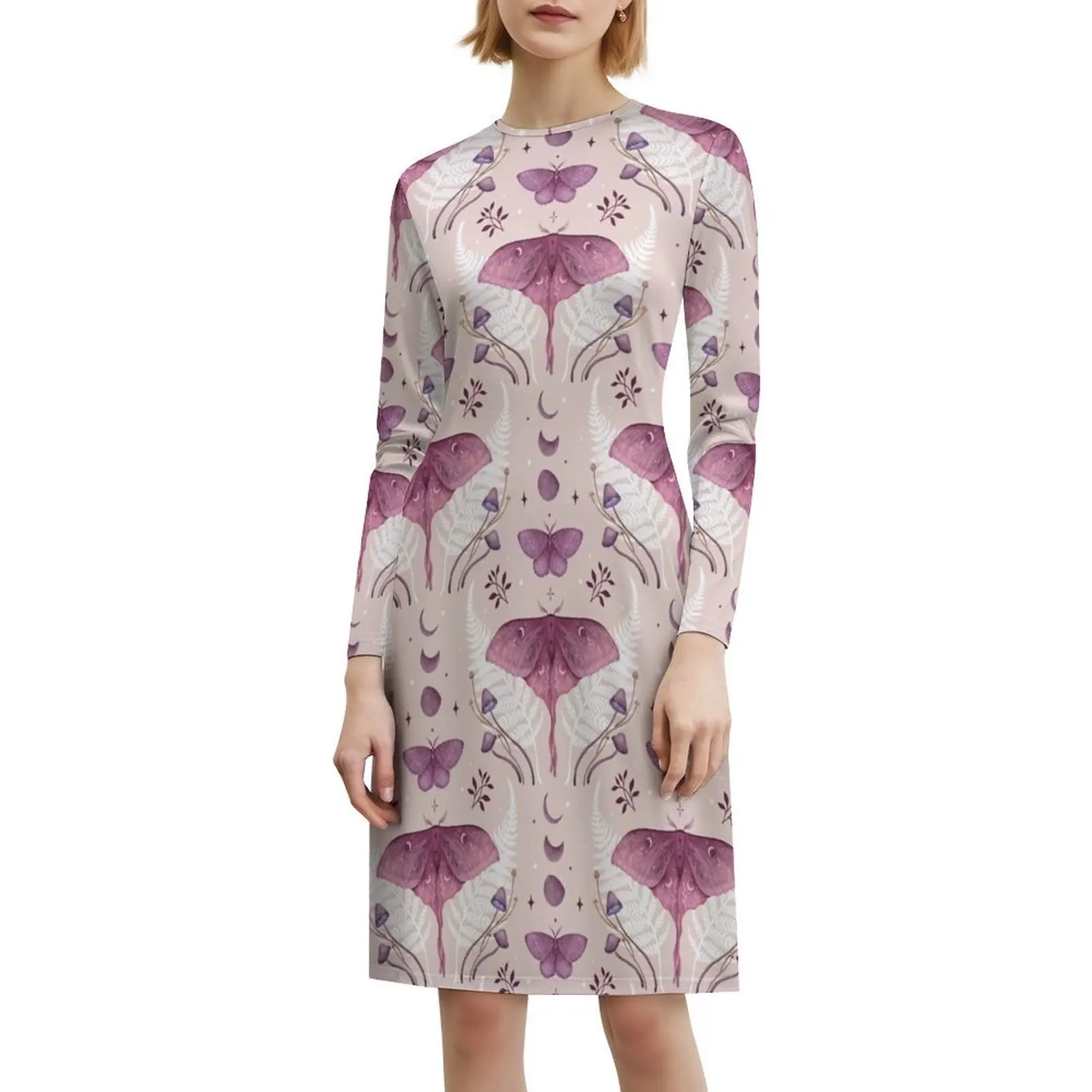 루나와 에메랄드-여성을위한 빈티지 핑크 보헤미안 민소매 드레스 프린트 비치 파티 드레스 파스텔 핑크 빈티지 나이트 나이트