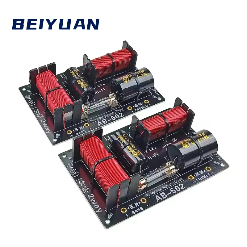 BEIYUAN  380W 3400KHz 2 Way Speakers Crossover Tweeter Bass Two way divider Treble Woofer Frequency divider 4-8Ω 12db/oct