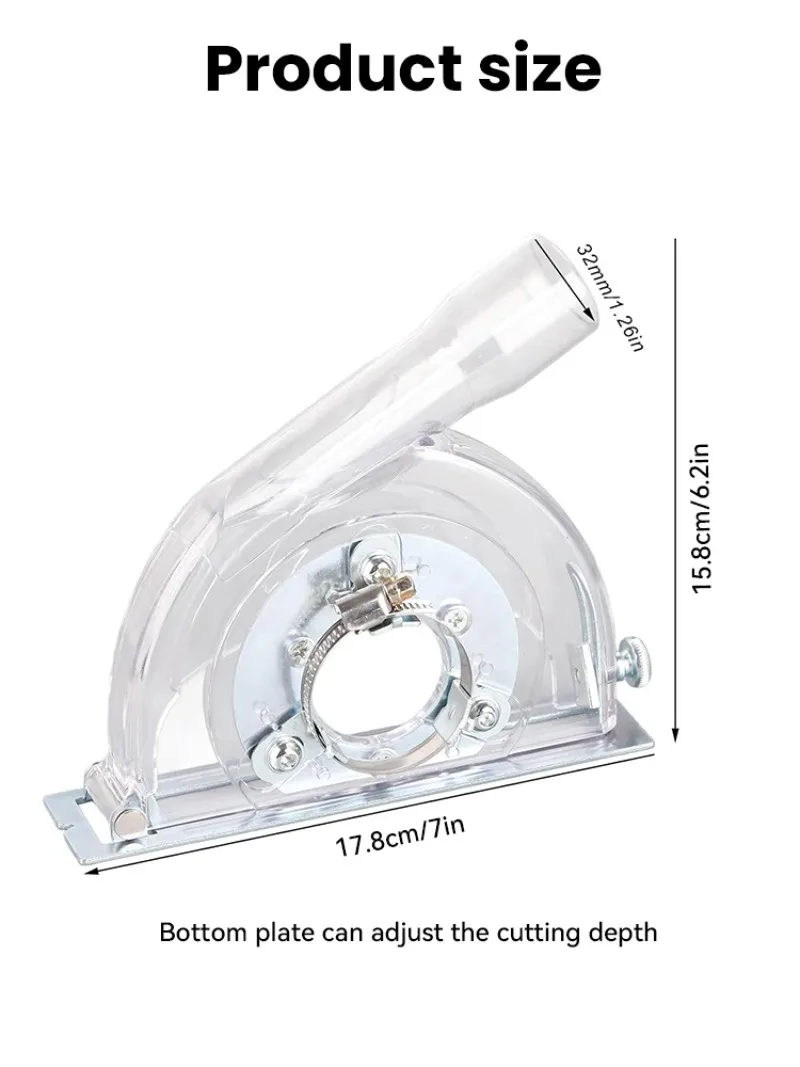 

Dust Extractor Cutting Guard Suitable For 4-5" Diameter Angle Grinder And 3"/4"/5" Saw Blades Transparent Grinding Dust Cover