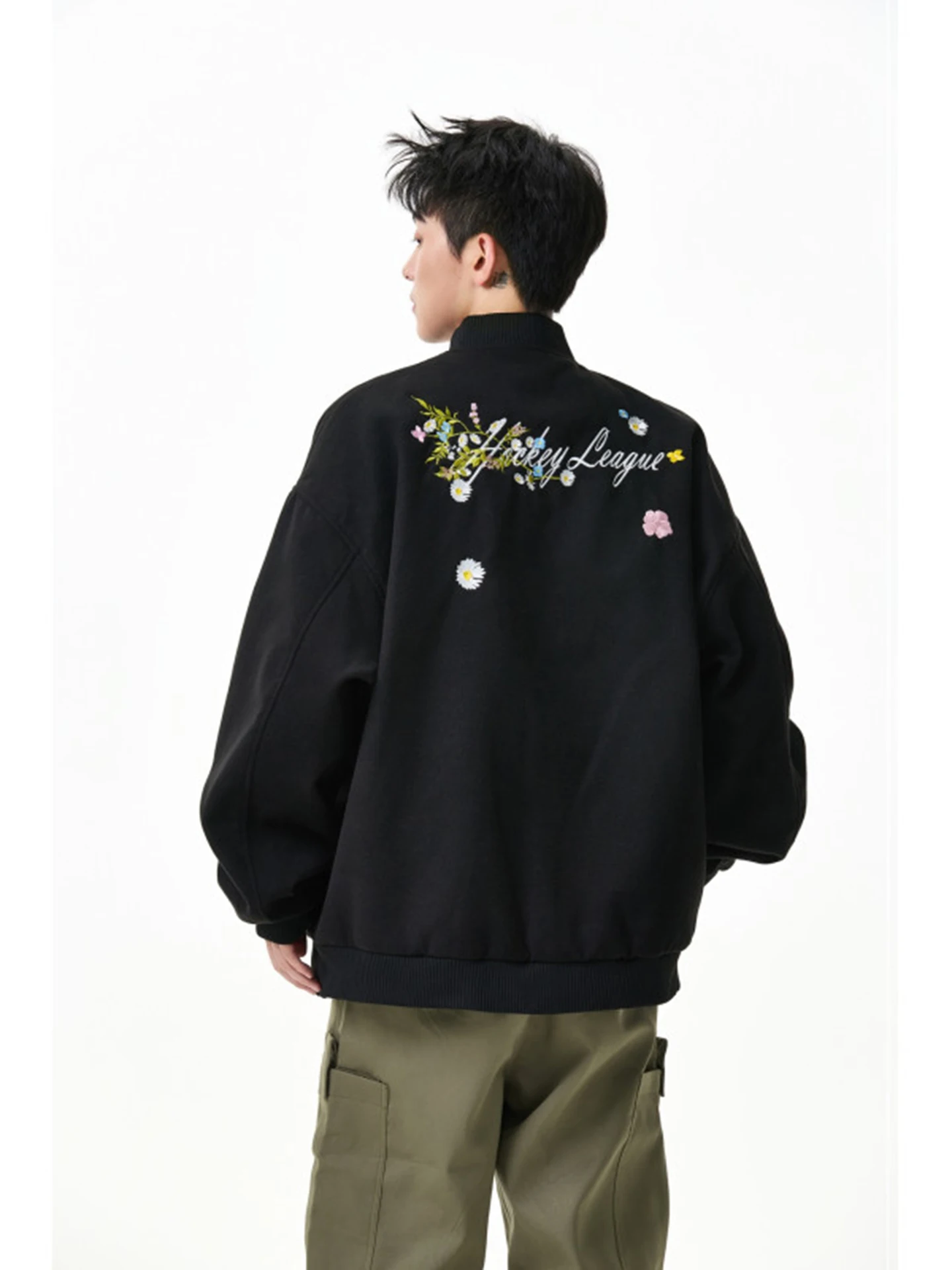 

American Sle Heavyweight Embroidered Baseball Jaet Men's Loose Fit Spring Autumn Spor Cool High Street Trendy Top