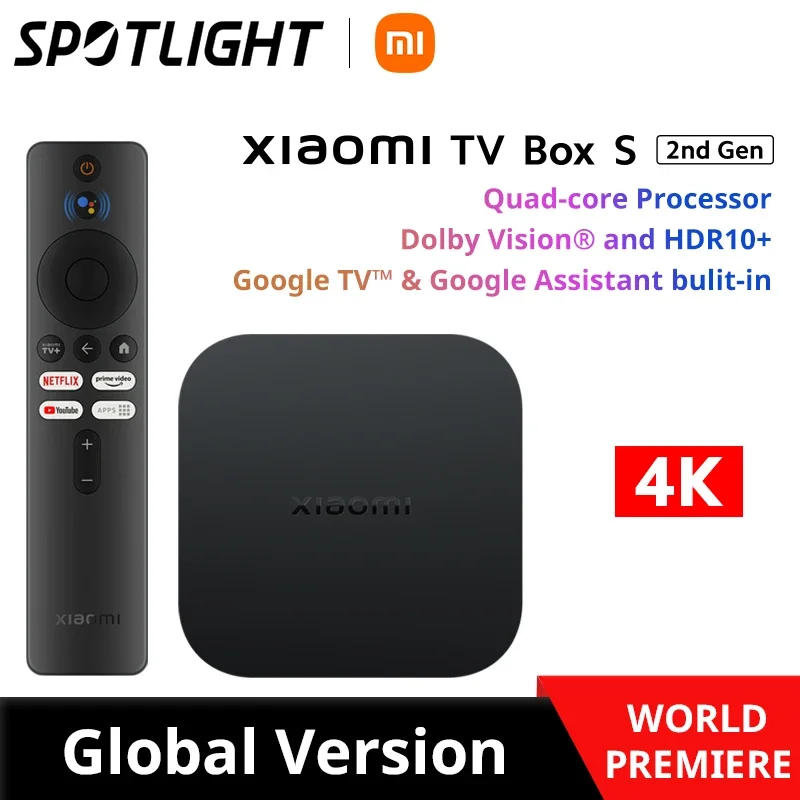 [World Premiere] Global Version Xiaomi Mi TV Box S (2nd Gen) 4K Ultra HD 2GB 8GB Google TV WiFi BT 5.2 Dolby Vision Media Player