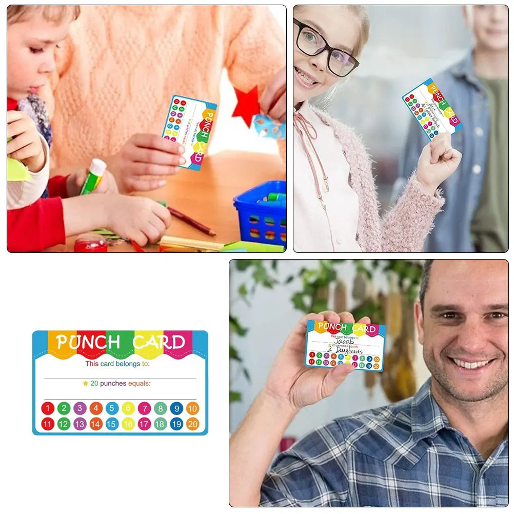 

50pcs Reward Punch Cards Classroom Must Haves Kids Portable Cartoon Designs Student Motivation Tools Paper Stickers