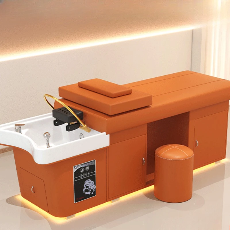 Ergonomic Shampoo Bed Cosmetology Ceramic Minimalist Shampoo Bed Designer Lavatesta Parrucchiere Poltrona Bathroom Furniture