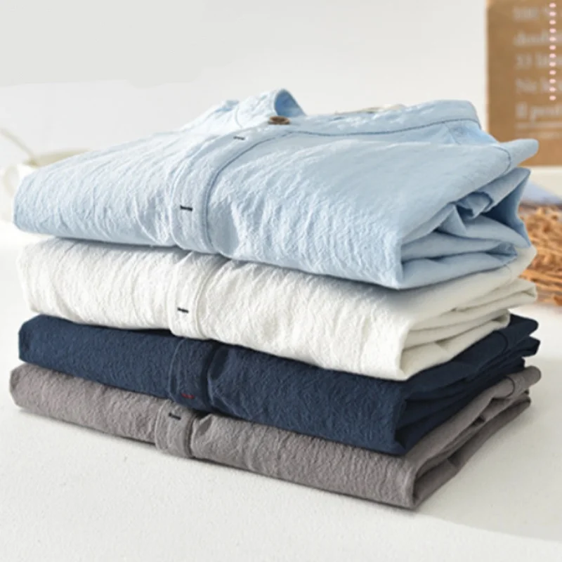 New Cotton Linen Shirts for Men Casual Shirts Lightweight Short Sleeve Henley Beach Shirts Hawaiian T Shirts for Men