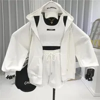 Casual Sporty Women's Fashion Trendy Vest Shorts Two Piece Set Stylish Fashionable Internet Celebrity Three Piece Set Women's