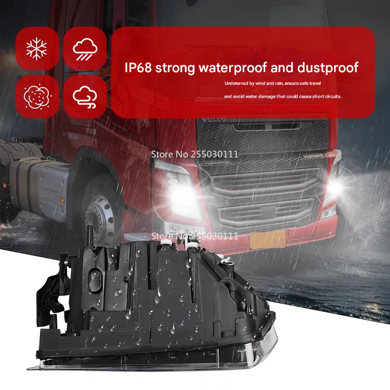 1Pcs 24v Full LED Headlight Fit For volvo FH13 FM Heavy lorries with DRL 4 LED Lens Latest upgraded version