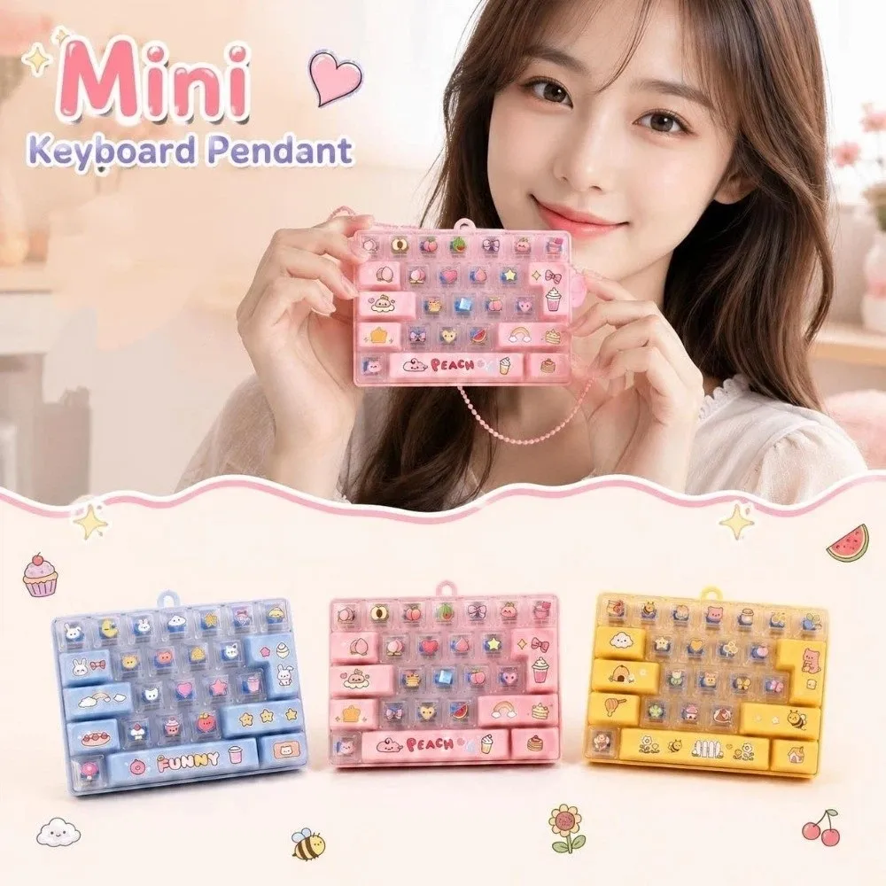 26-Key Decompression Button Transparent Dual-Tone Cute Design Mini Keyboard Pendant Simulation Keyboard Keyboard Keychain