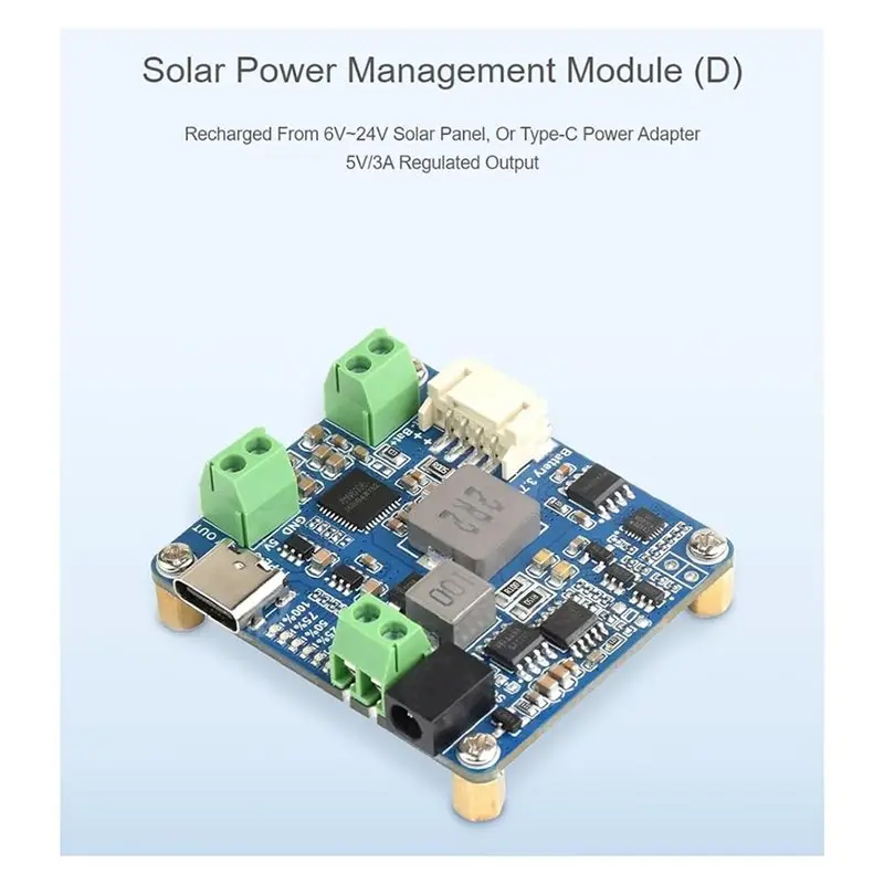 ABMR-Solar Power Manager Module(D) USB Charging Function, Supports 6V To 24V Solar Panels And Type-C Power Adapter Controller